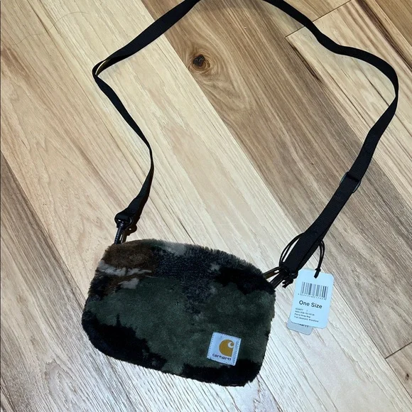 Carhartt Green and Black Furry Crossbody Bag - Picture 1 of 7